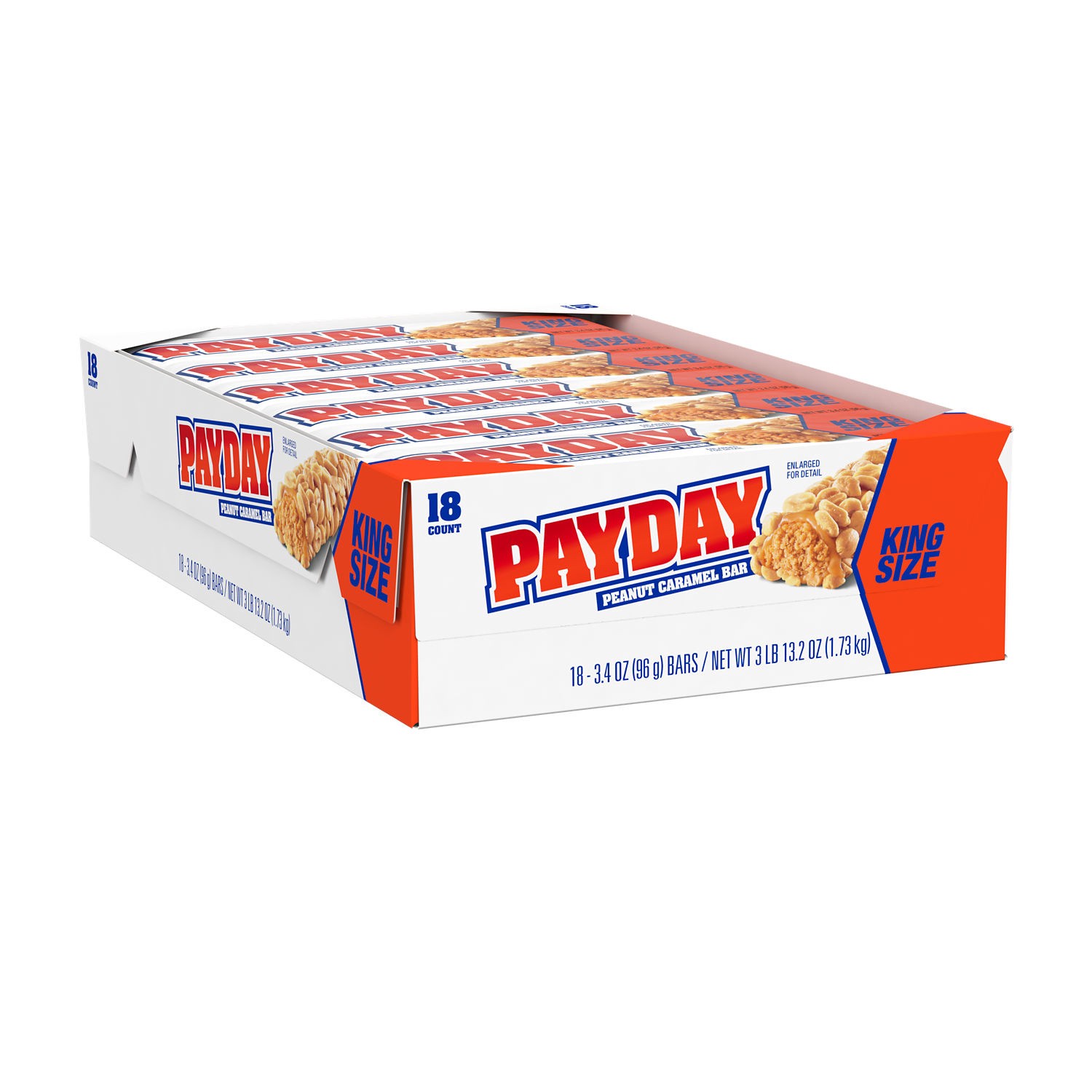 slide 1 of 7, Payday Peanut Caramel King Size, Candy Bars, 3.4 oz (18 Count), 3.4 oz