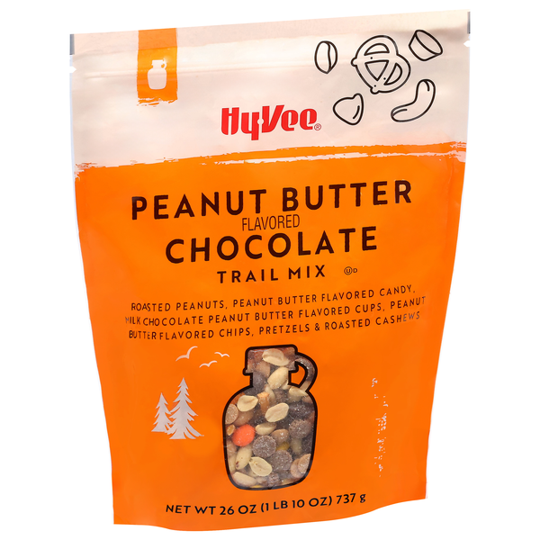 slide 1 of 1, Hy-Vee Trail Mix, Peanut Butter Flavored Chocolate, 26 oz