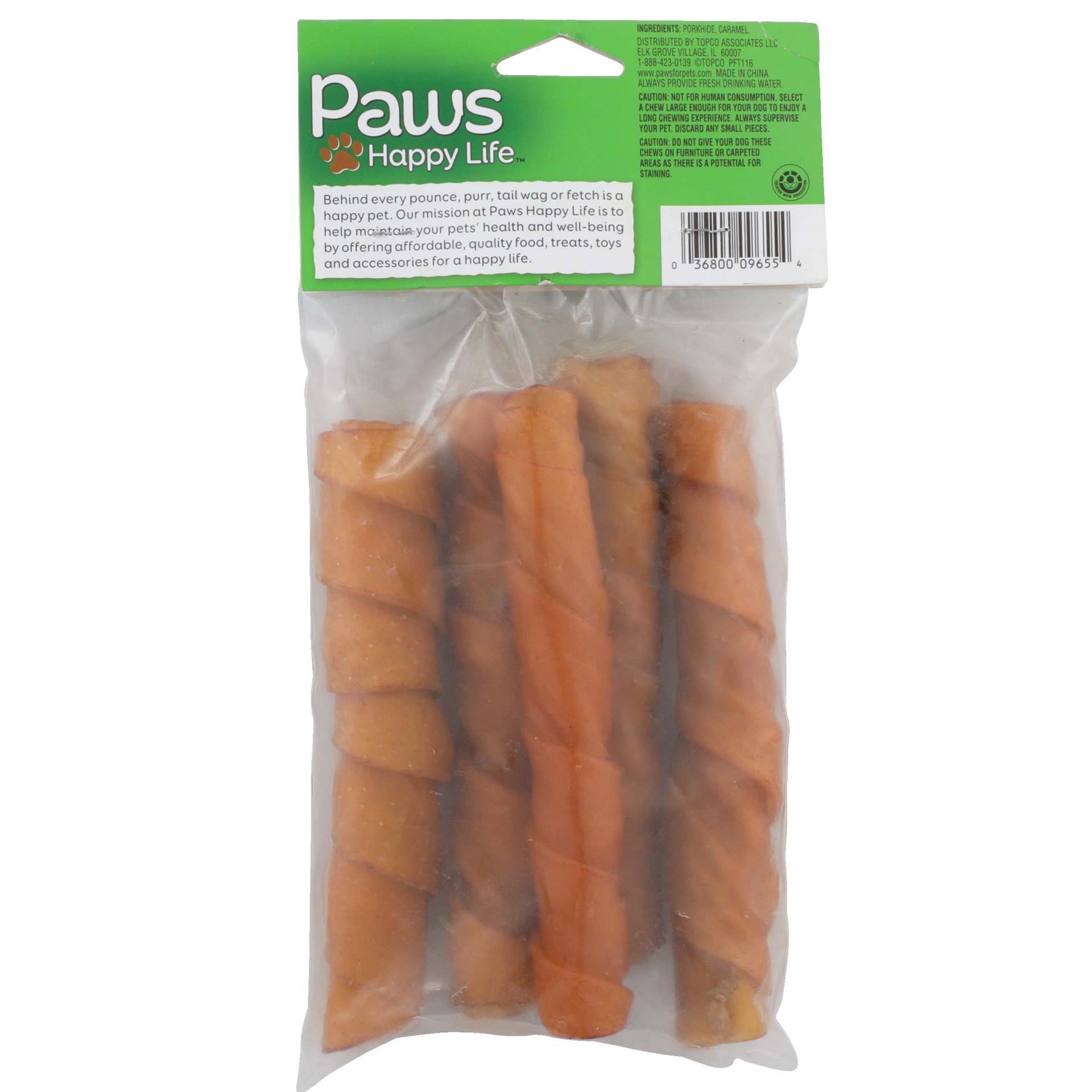 Paws Happy Life Plain Flavor Porkhide Twist Rolls For Dogs 5 ct Shipt