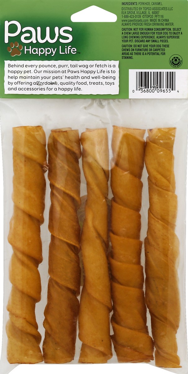 slide 2 of 6, Paws Happy Life Plain Flavor Porkhide Twist Rolls For Dogs, 5 ct