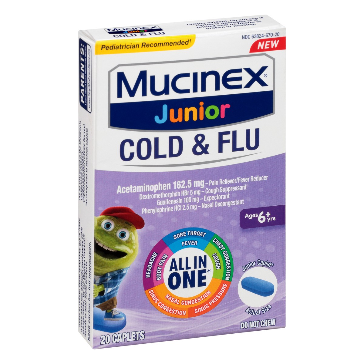 slide 2 of 9, Mucinex Junior Caplets Cold & Flu 20 ea, 20 ct