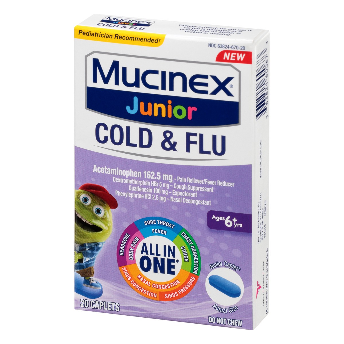 slide 3 of 9, Mucinex Junior Caplets Cold & Flu 20 ea, 20 ct