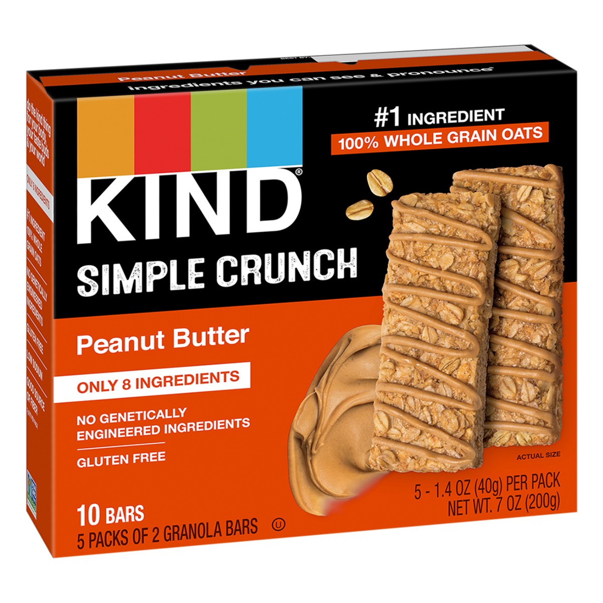 slide 8 of 8, KIND Simple Crunch Bars, Peanut Butter, 1.4 oz, 10 Count, 7 oz