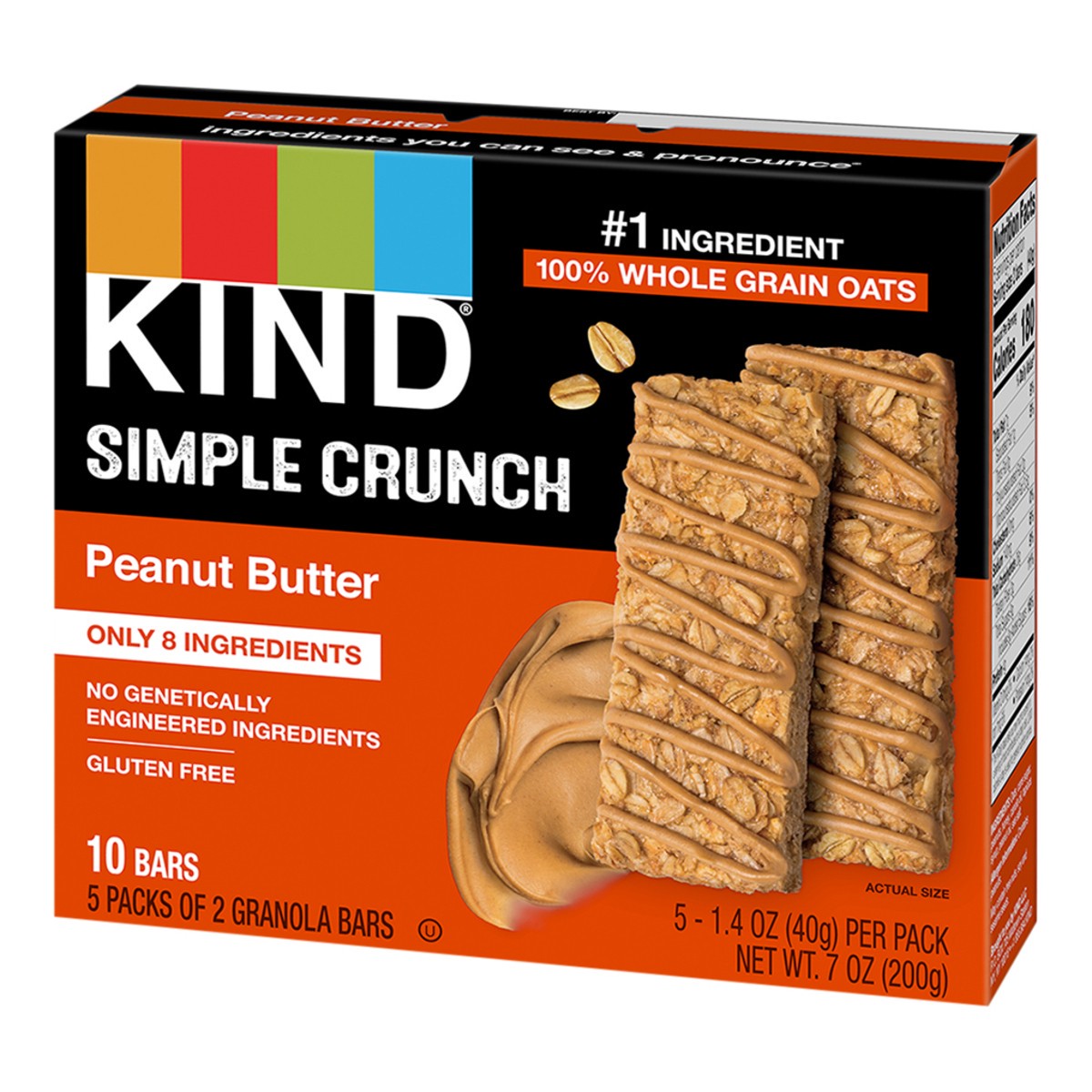 slide 6 of 8, KIND Simple Crunch Bars, Peanut Butter, 1.4 oz, 10 Count, 7 oz