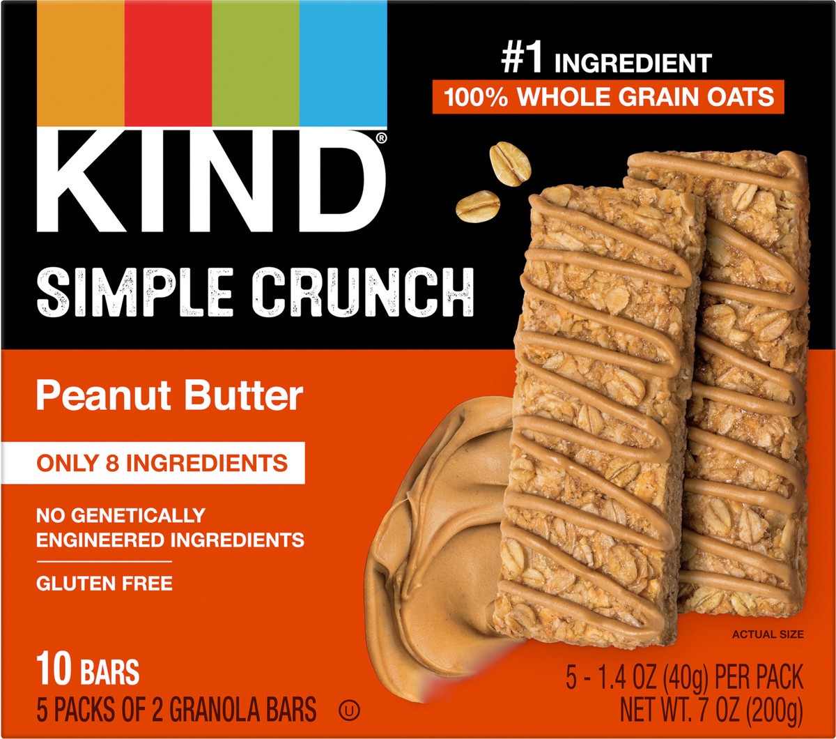 slide 4 of 8, KIND Simple Crunch Bars, Peanut Butter, 1.4 oz, 10 Count, 7 oz