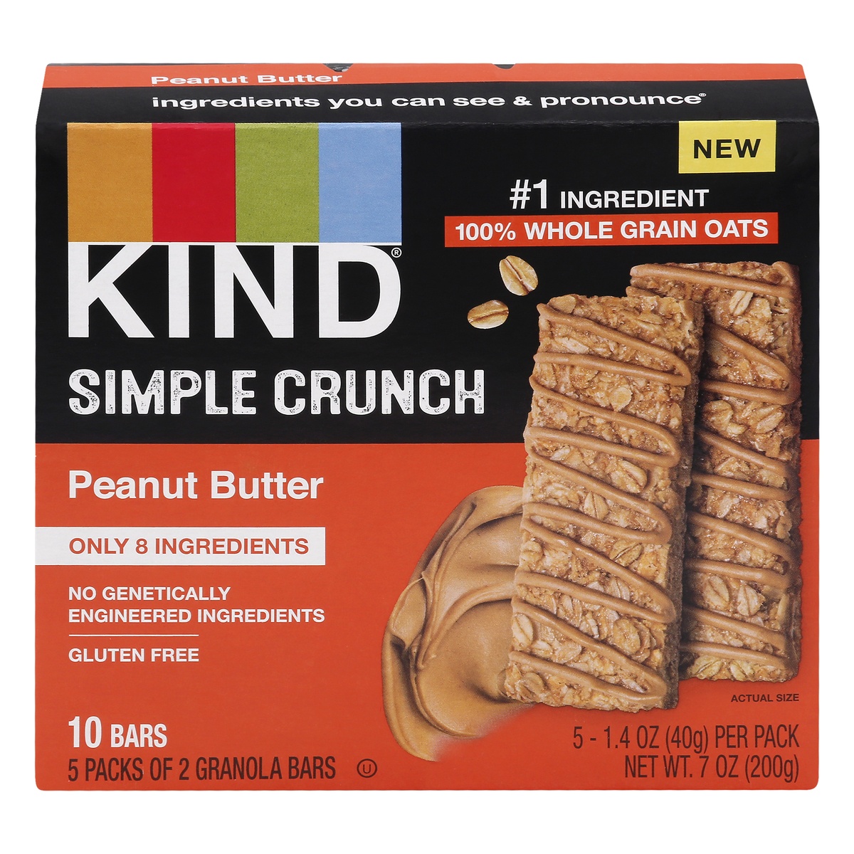 slide 1 of 1, KIND Simple Crunch Peanut Butter Bars, 5 ct