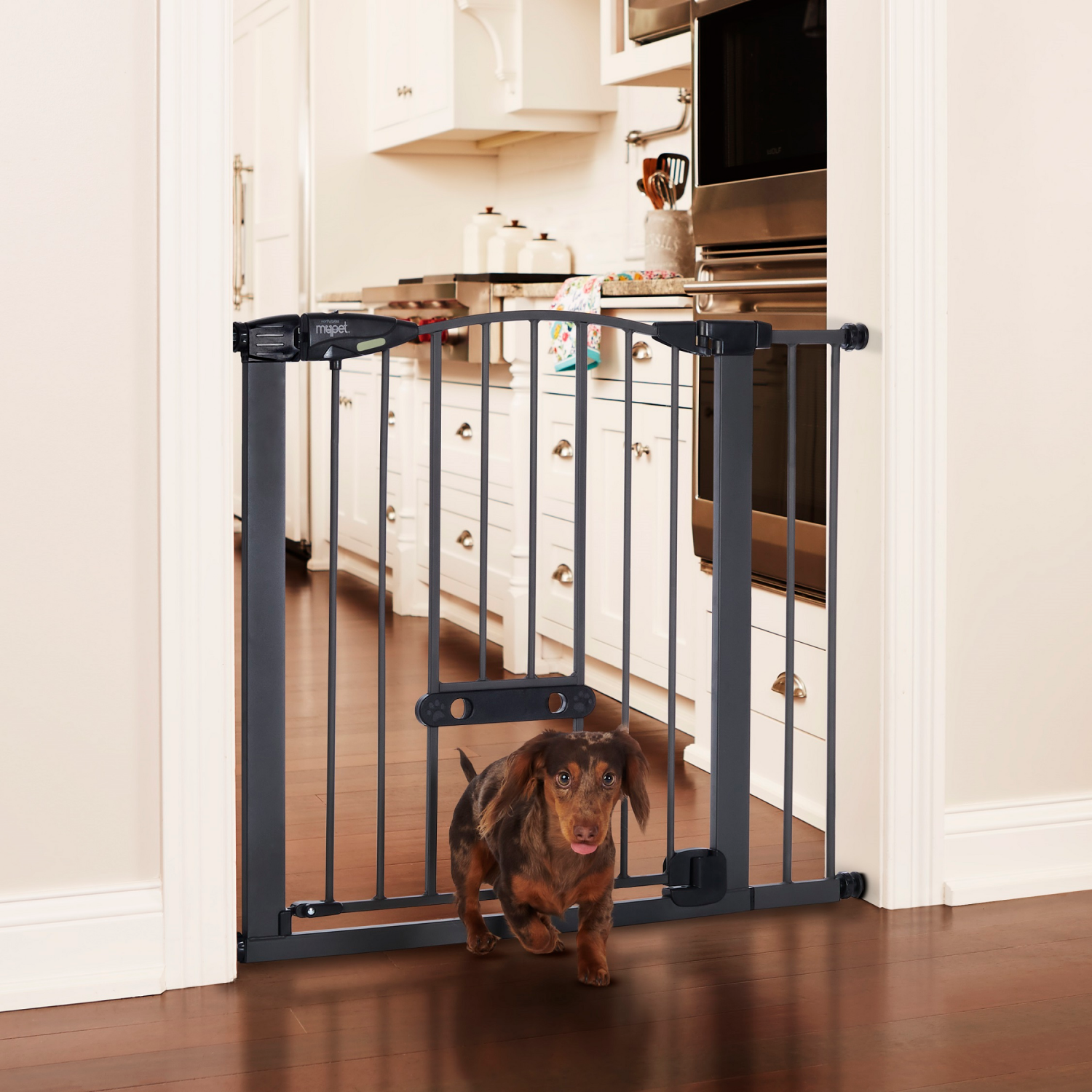 slide 2 of 8, MyPet Wide Deco Easypass Pet Gate, 1 ct
