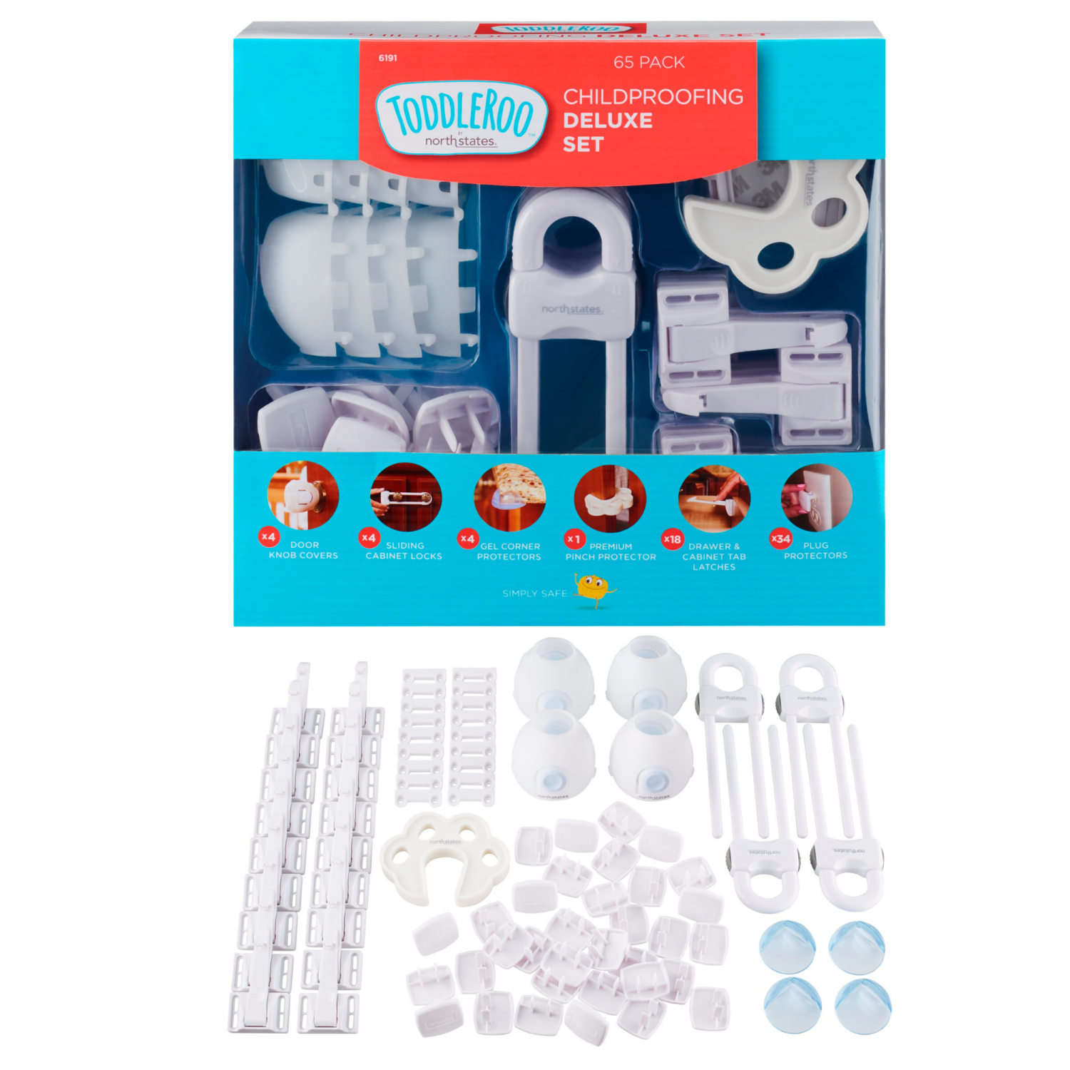 slide 2 of 3, Toddleroo by North States Deluxe Childproofing Set - White, 65 ct