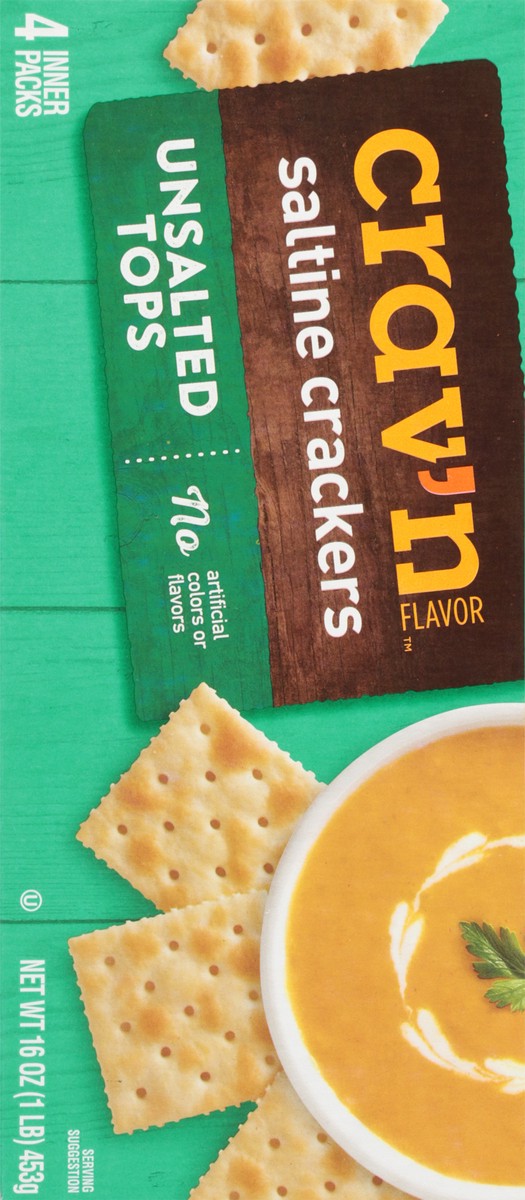slide 9 of 9, Crav'n Flavor Unsalted Tops Saltine Crackers 4 ea, 4 ct