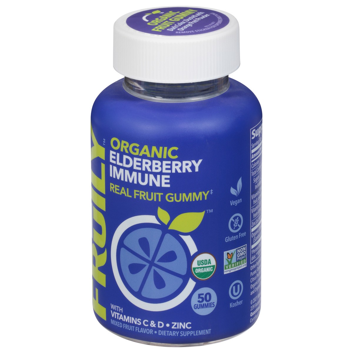 slide 3 of 10, Fruily Organic Elderberry Immune Real Fruit Gummy, 50 ct