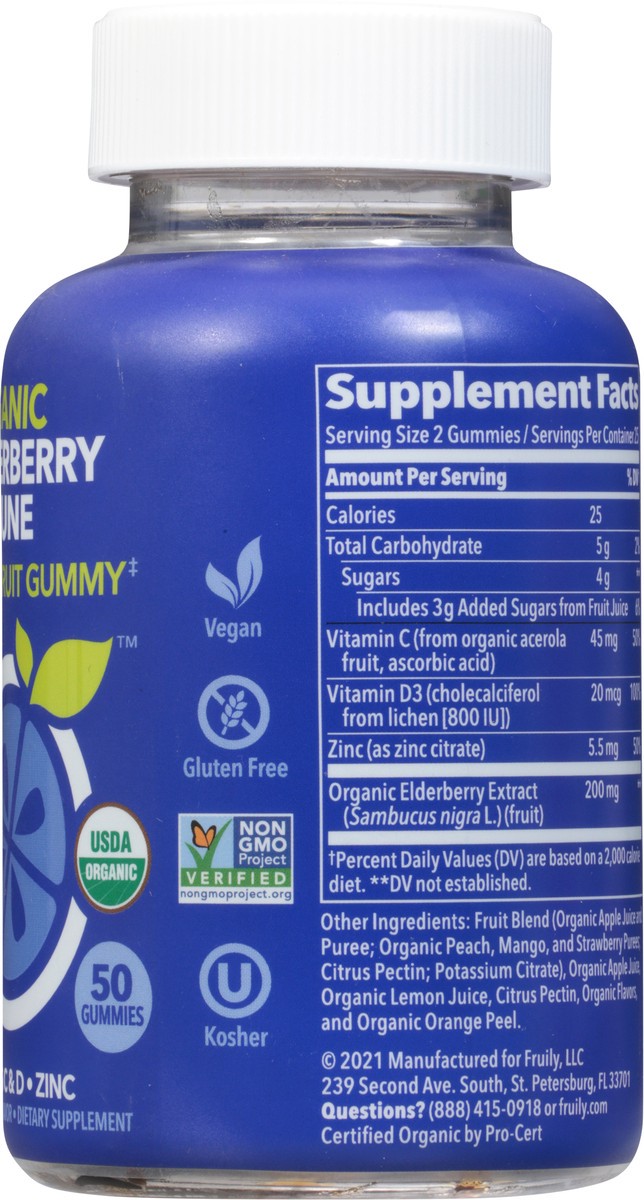 slide 5 of 9, Fruily Organic Mixed Fruit Flavor Elderberry Immune 50 Gummies, 1 ct