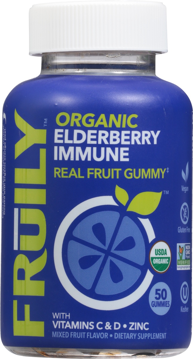 slide 8 of 10, Fruily Organic Elderberry Immune Real Fruit Gummy, 50 ct