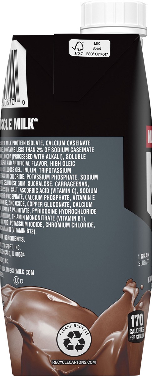 slide 2 of 5, Muscle Milk Non-Dairy Protein Shake Knockout Chocolate Artificially Flavored 11 Fl Oz Carton, 11 fl oz