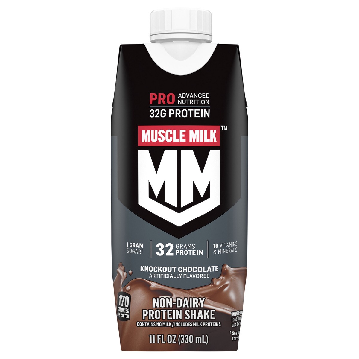 slide 1 of 5, Muscle Milk Non-Dairy Protein Shake Knockout Chocolate Artificially Flavored 11 Fl Oz Carton, 11 fl oz