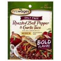 slide 1 of 1, Mrs Wages Seasoning Mix Salt Free Roasted Bell Pepper & Garlic Taco Medium - 1 Oz, 1 oz