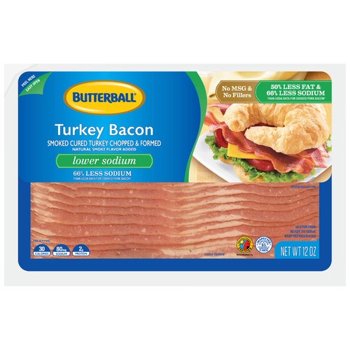 slide 1 of 1, Butterball® lower sodium turkey bacon, 12 oz