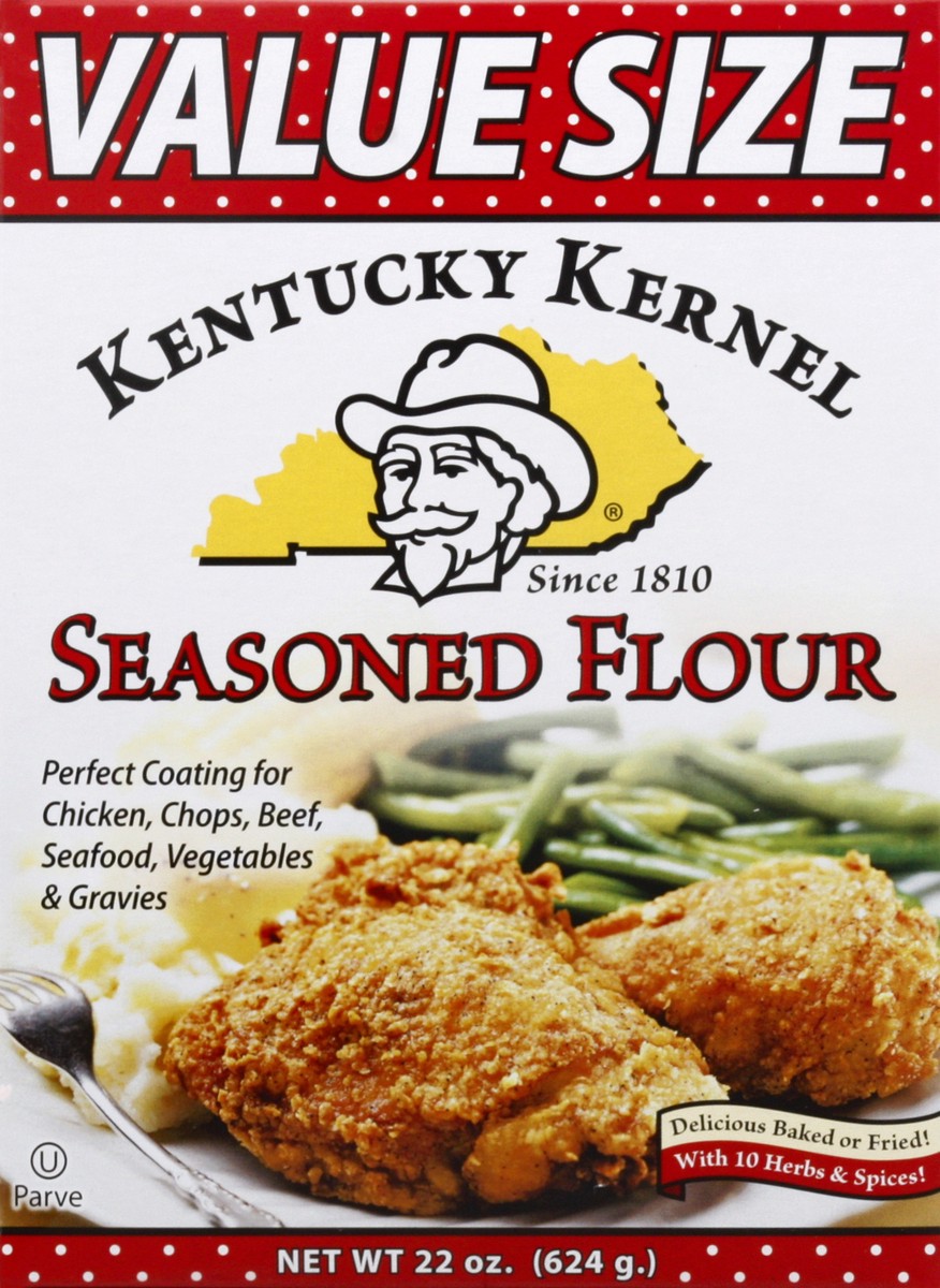 slide 2 of 13, Kentucky Kernel Seasoned Flour, 22 oz