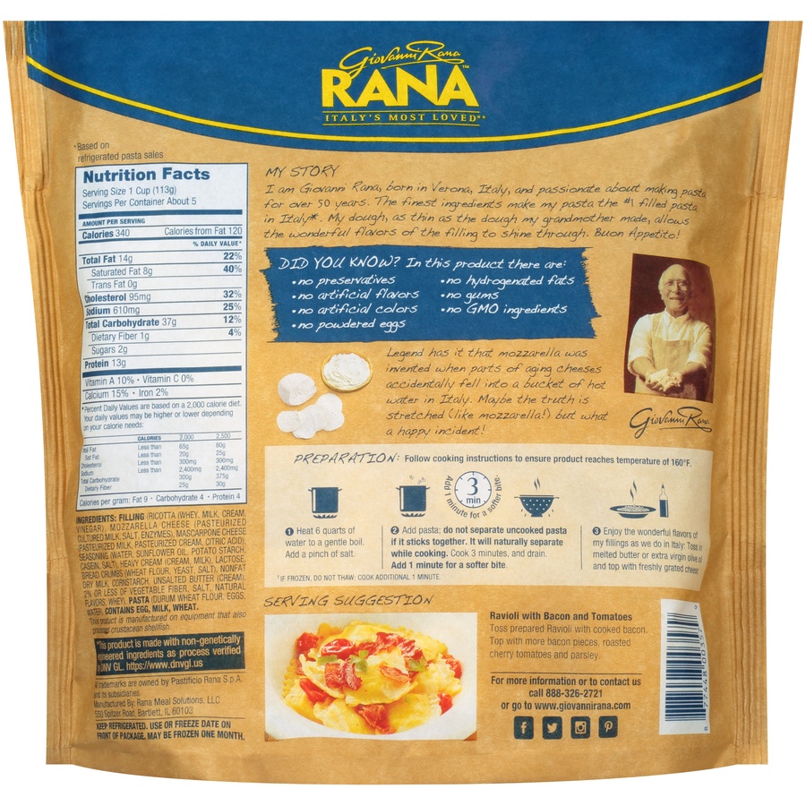 slide 4 of 6, Rana Ravioli Mozzarella Cheese Family Size, 20 oz