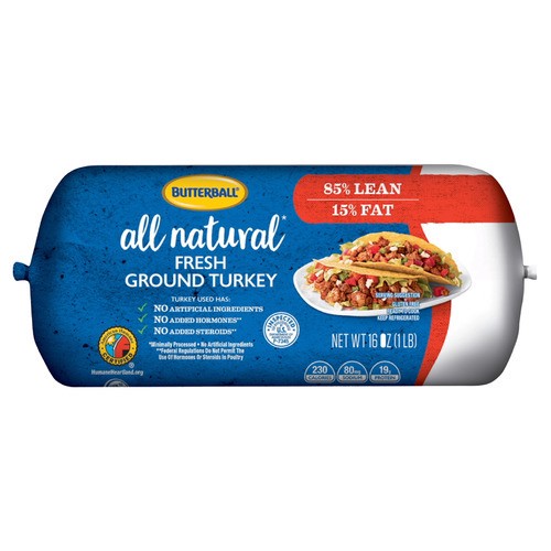 slide 1 of 1, Butterball® all natural ground turkey chub, 85% , 16 oz