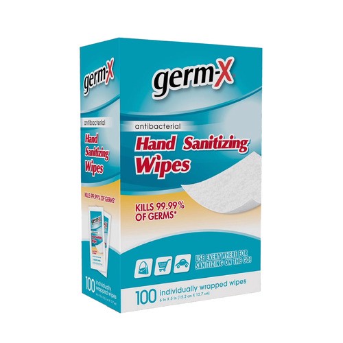 slide 1 of 1, Germ-X® antibacterial hand sanitizing wipes, 100 ct