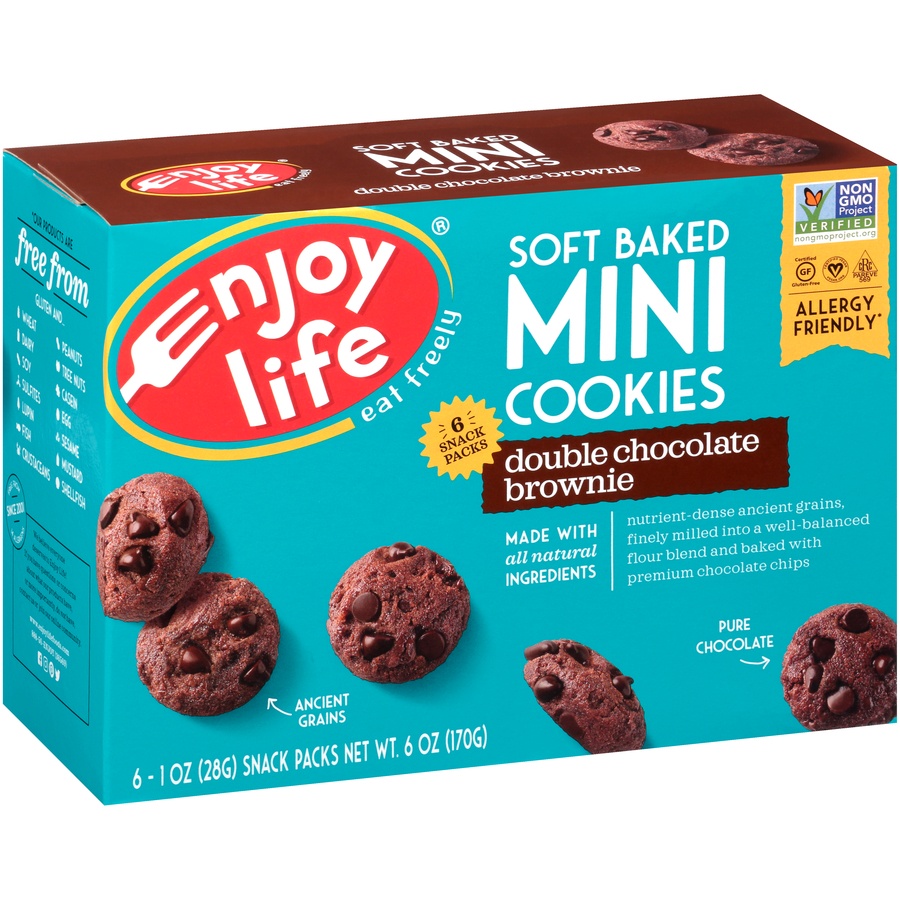 slide 2 of 8, Enjoy Life Soft Baked Double Chocolate Brownie Mini Cookies 6 ea, 