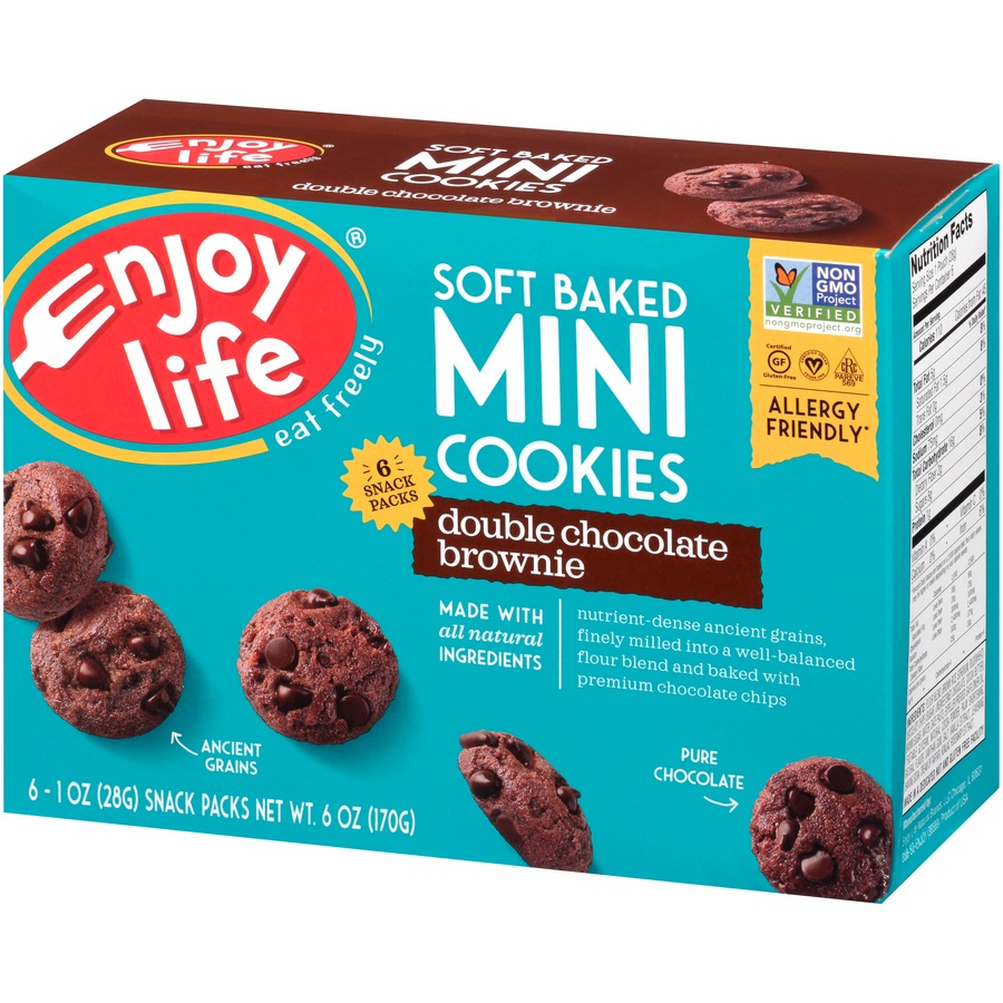 slide 3 of 8, Enjoy Life Soft Baked Double Chocolate Brownie Mini Cookies 6 ea, 