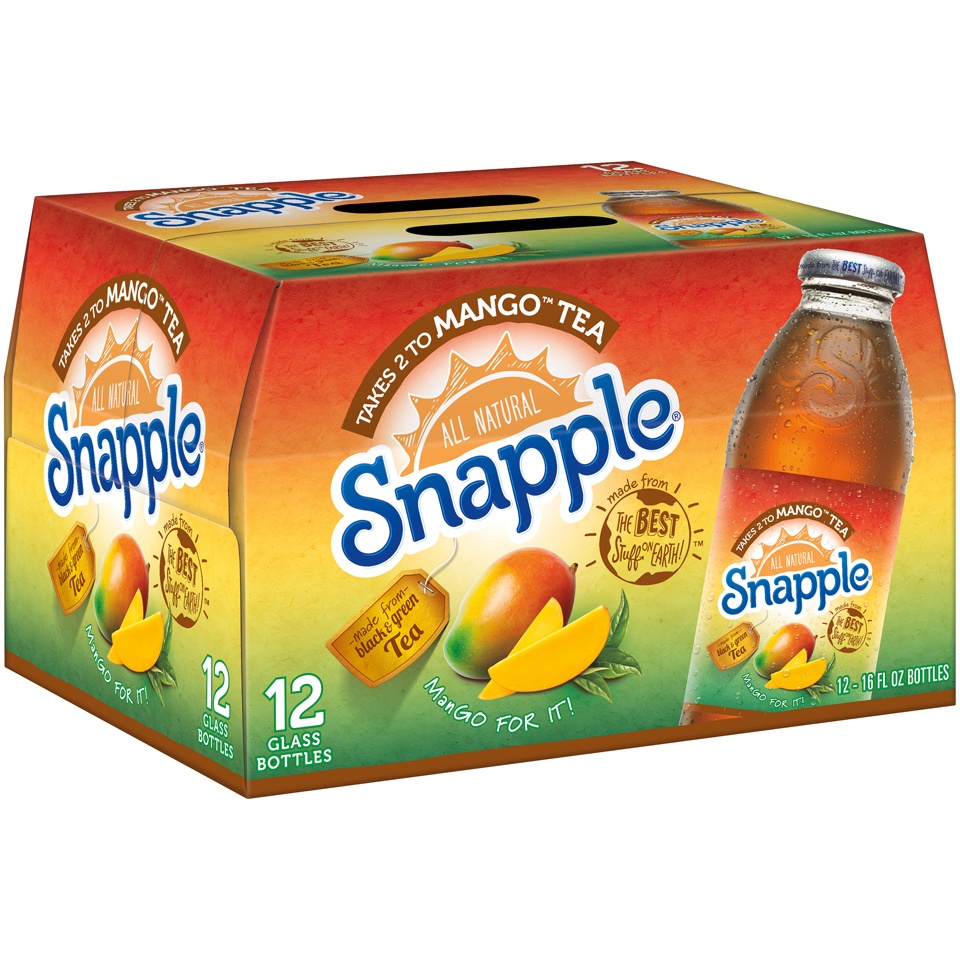 slide 2 of 2, Snapple Takes 2 To Mango Tea - 12 ct; 16 fl oz, 12 ct; 16 fl oz