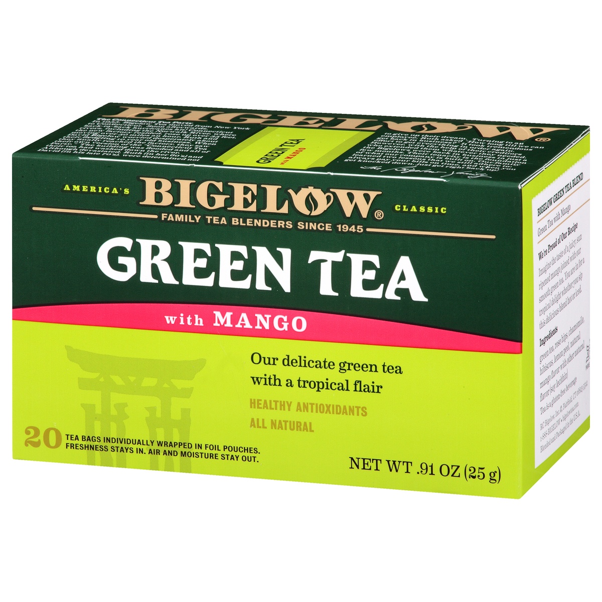 slide 3 of 9, Bigelow Green Tea With Mango, 20 ct