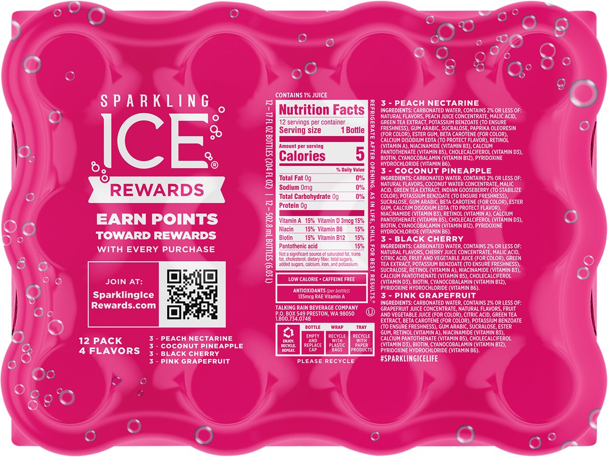 slide 7 of 7, Sparkling ICE Sparkling Water Pink Pack, 12 ct, 12 ct; 17 fl oz
