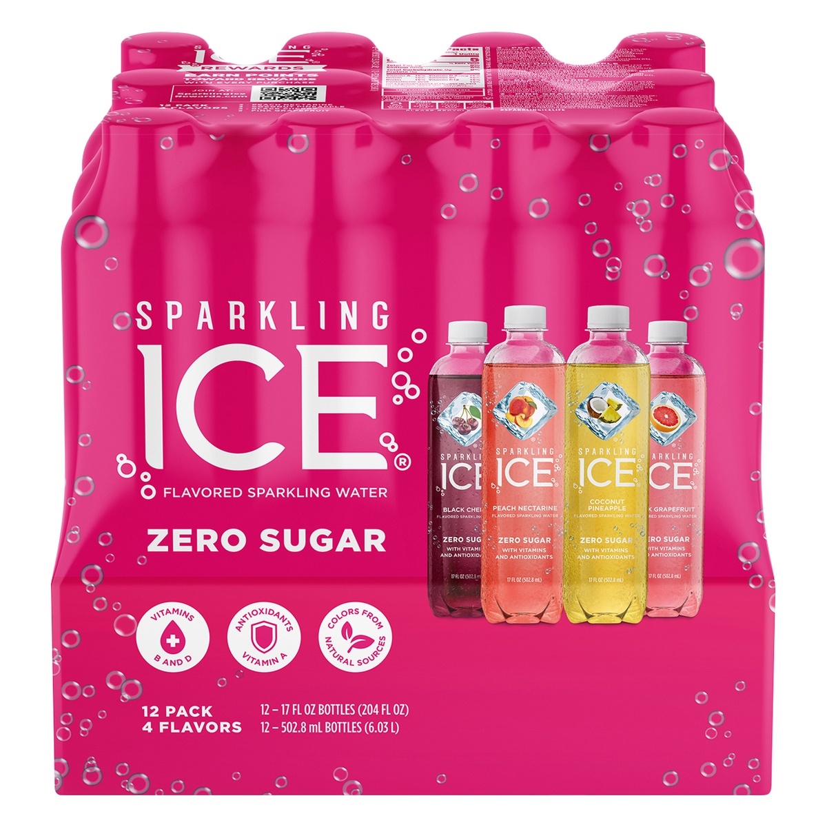 slide 1 of 7, Sparkling Ice Variety Pack-Black Cherry/Peache Nectarine/Coconut Pineapple/Pink Grapefruit - 12pk/17 fl oz Bottles, 12 ct; 17 fl oz