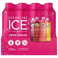 Sparkling ICE Zero Sugar 4 Flavors Sparkling Water 12 Pack 12 Bottle 12 ea