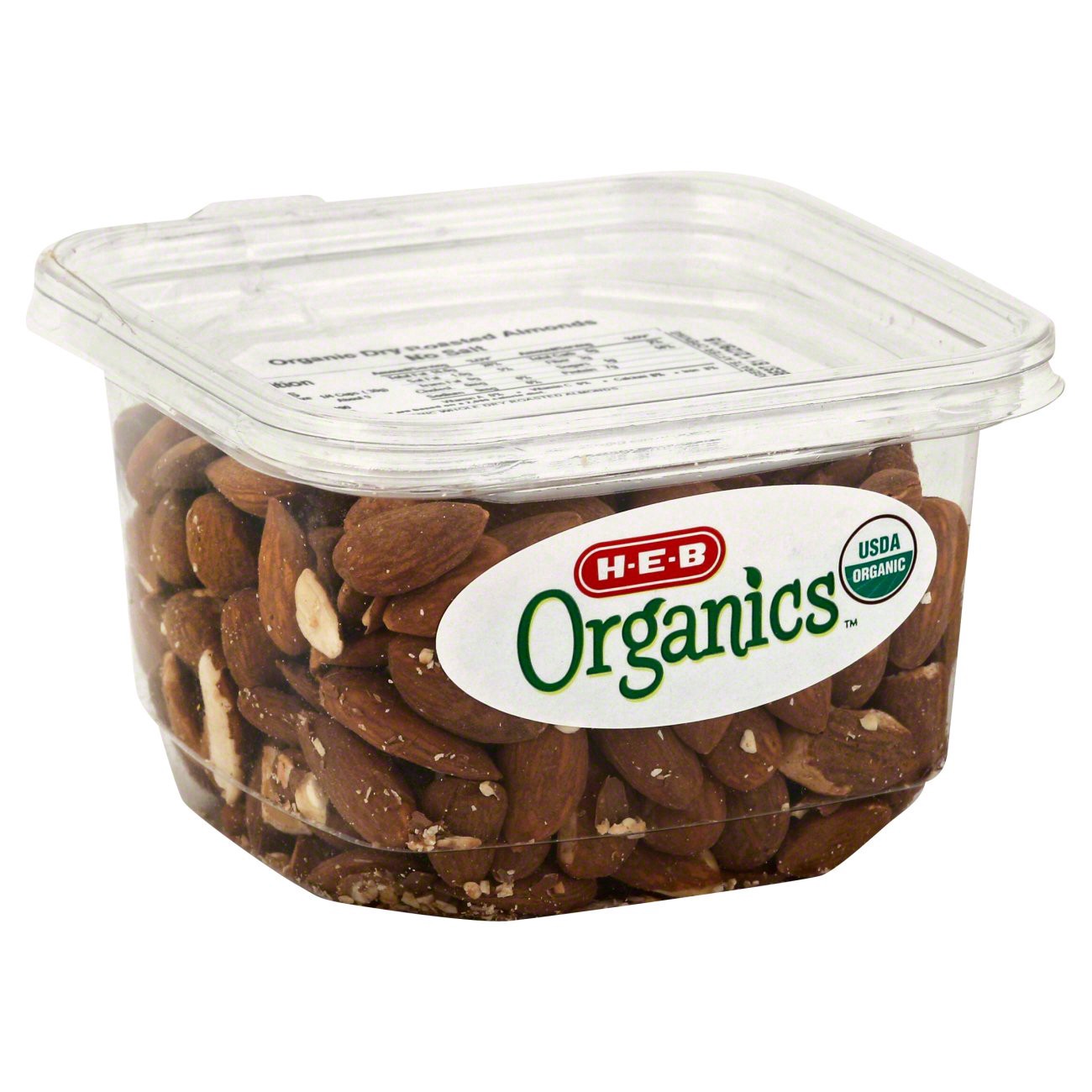 slide 1 of 1, H-E-B Organics Dry Roasted Almonds, Unsalted, 9.5 oz