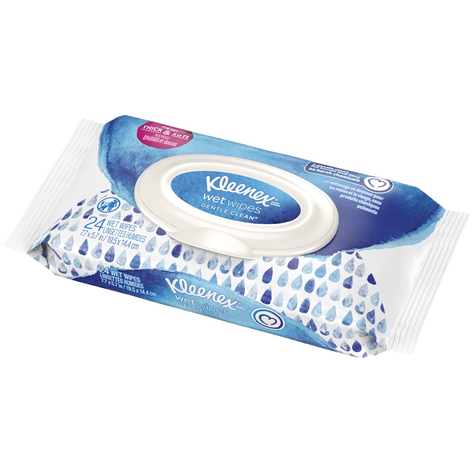 slide 3 of 3, Kleenex Gentle Clean Wet Wipes, 24 ct