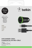 slide 1 of 1, Belkin Car Charger And Lightning To USB Cable, 4 ft