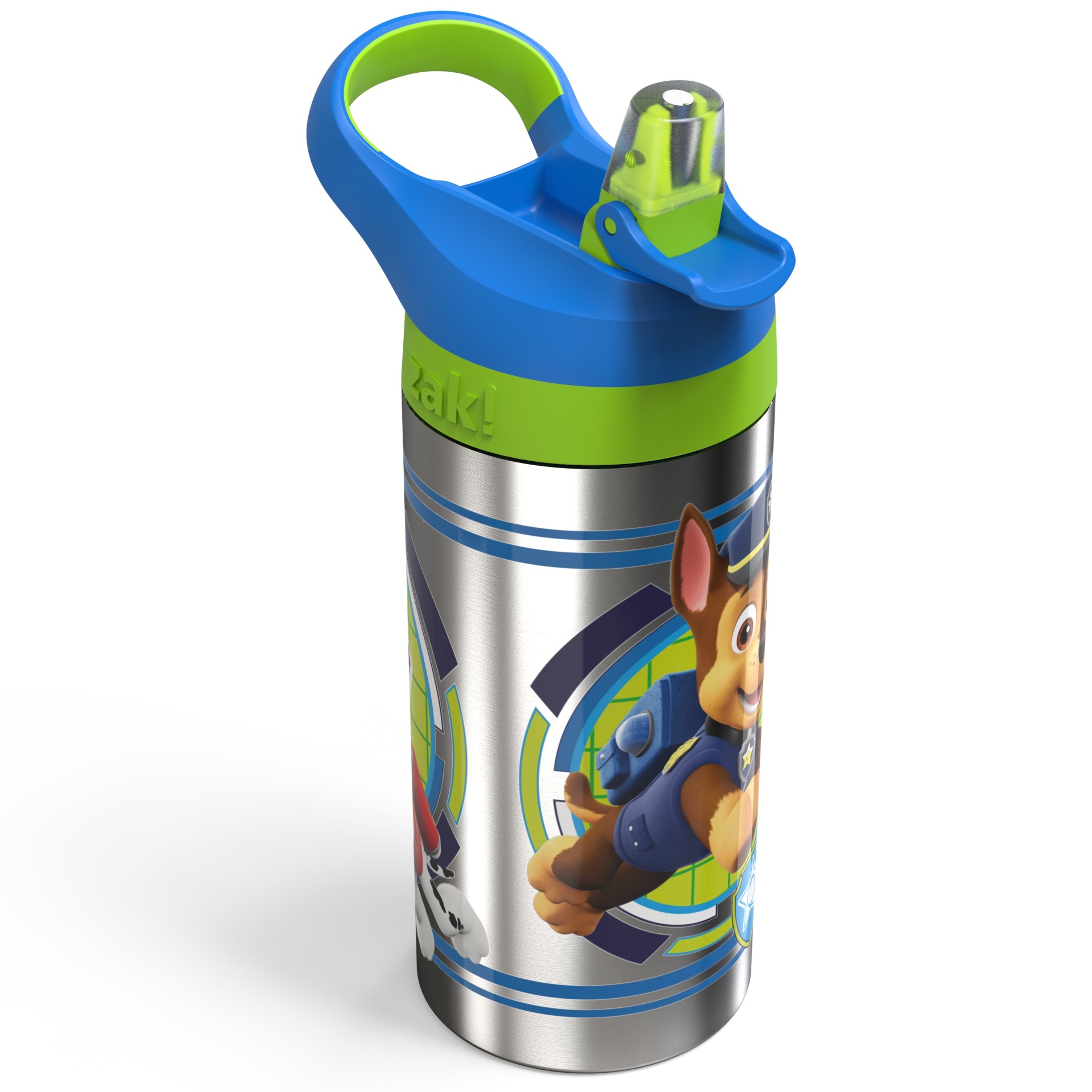 slide 1 of 3, PAW Patrol Stainless Steel Water Bottle Blue/Green - Zak Designs, 19.5 oz