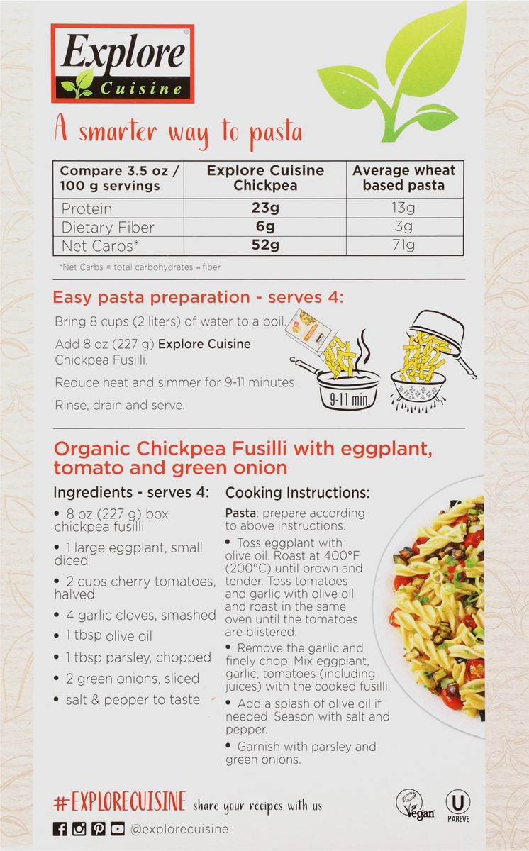 slide 2 of 9, Explore Cuisine Organic Chickpea Fusilli 8 oz, 1 ct