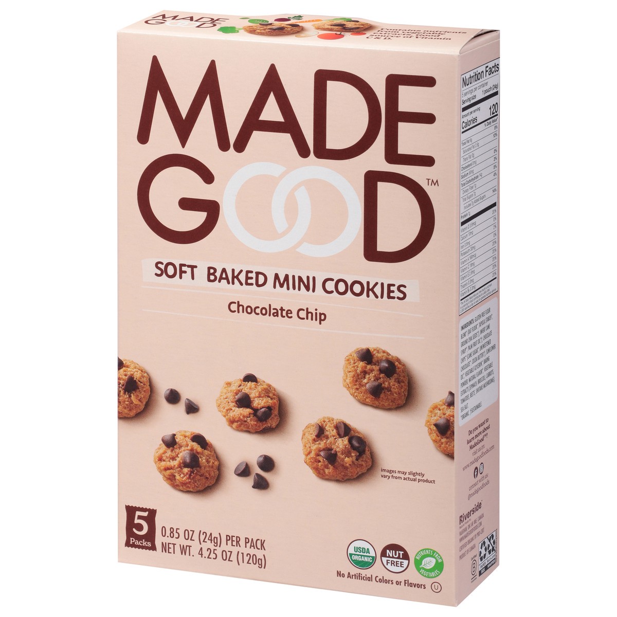 slide 3 of 9, MadeGood Soft Baked Chocolate Chip Cookies Mini 5 - 0.85 oz Packs, 5 ct