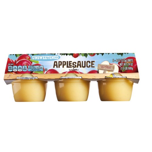 slide 1 of 1, unsweetened applesauce cups, 24 oz