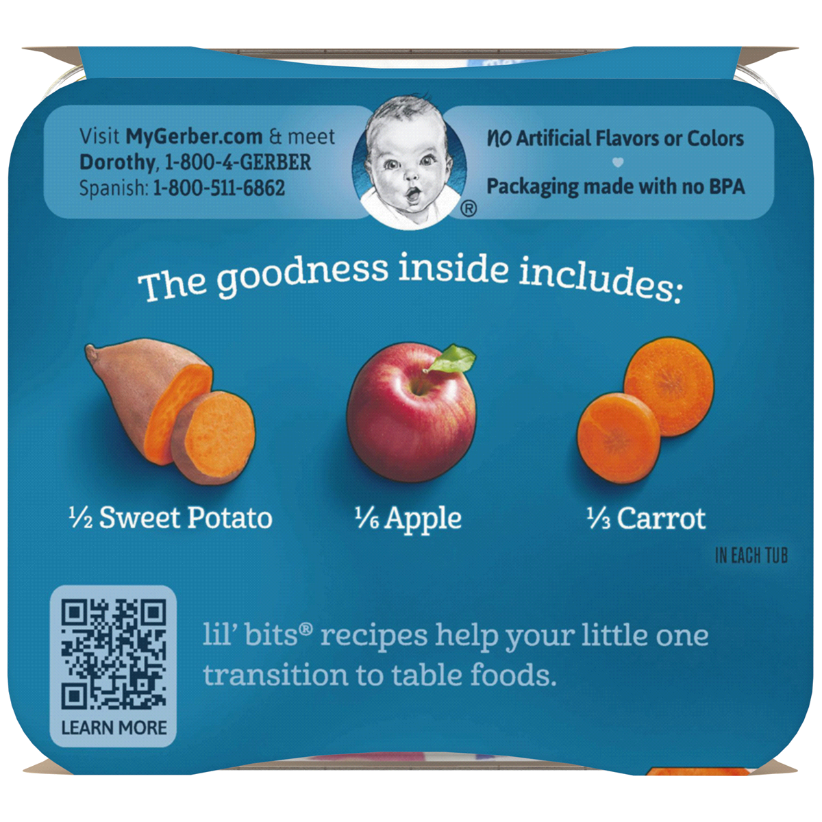 slide 2 of 4, Gerber Lil' Bits Sweet Potato Apple Carrot & Cinnamon Baby Food Tub, 2 ct; 5 oz