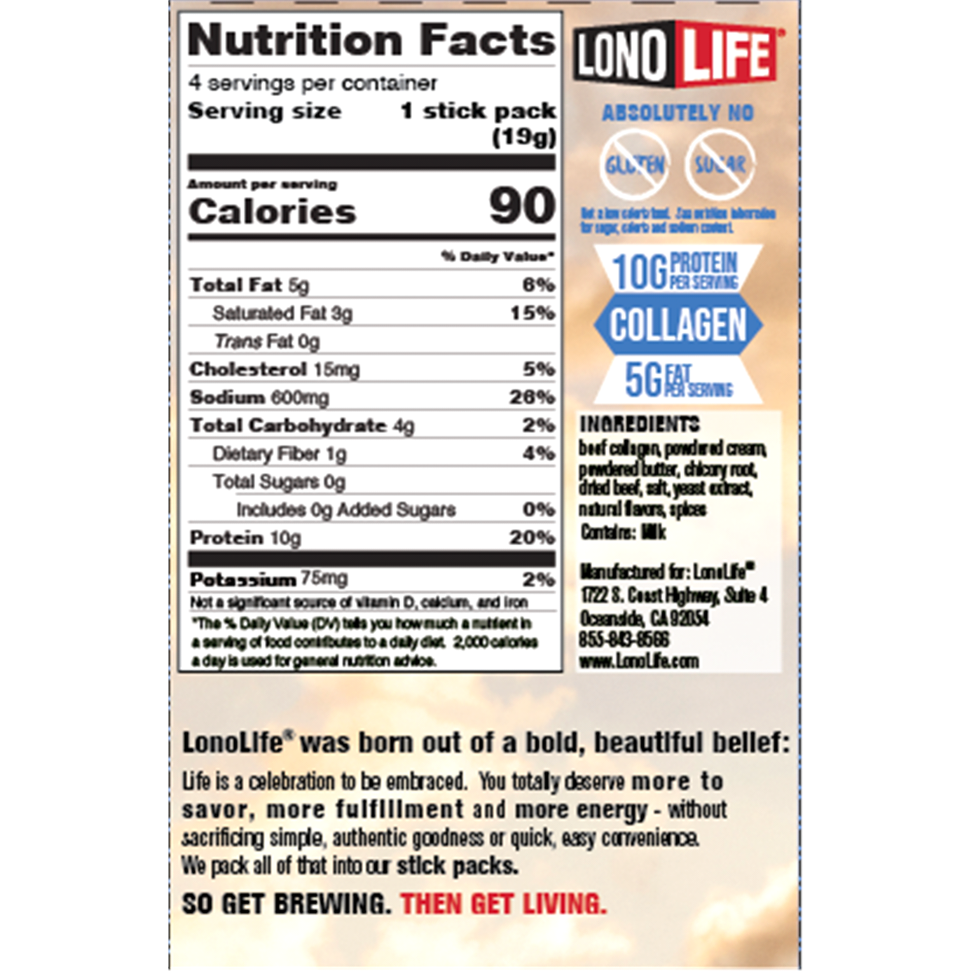 slide 5 of 5, LonoLife Keto Beef Bone Broth 4 ea, 4 ct