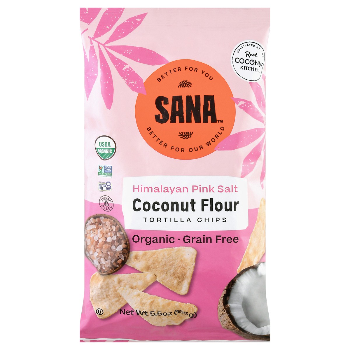 slide 1 of 11, Sana Himalayan Pink Salt Coconut Flour Tortilla Chips 5.5 oz Bag, 5.5 oz