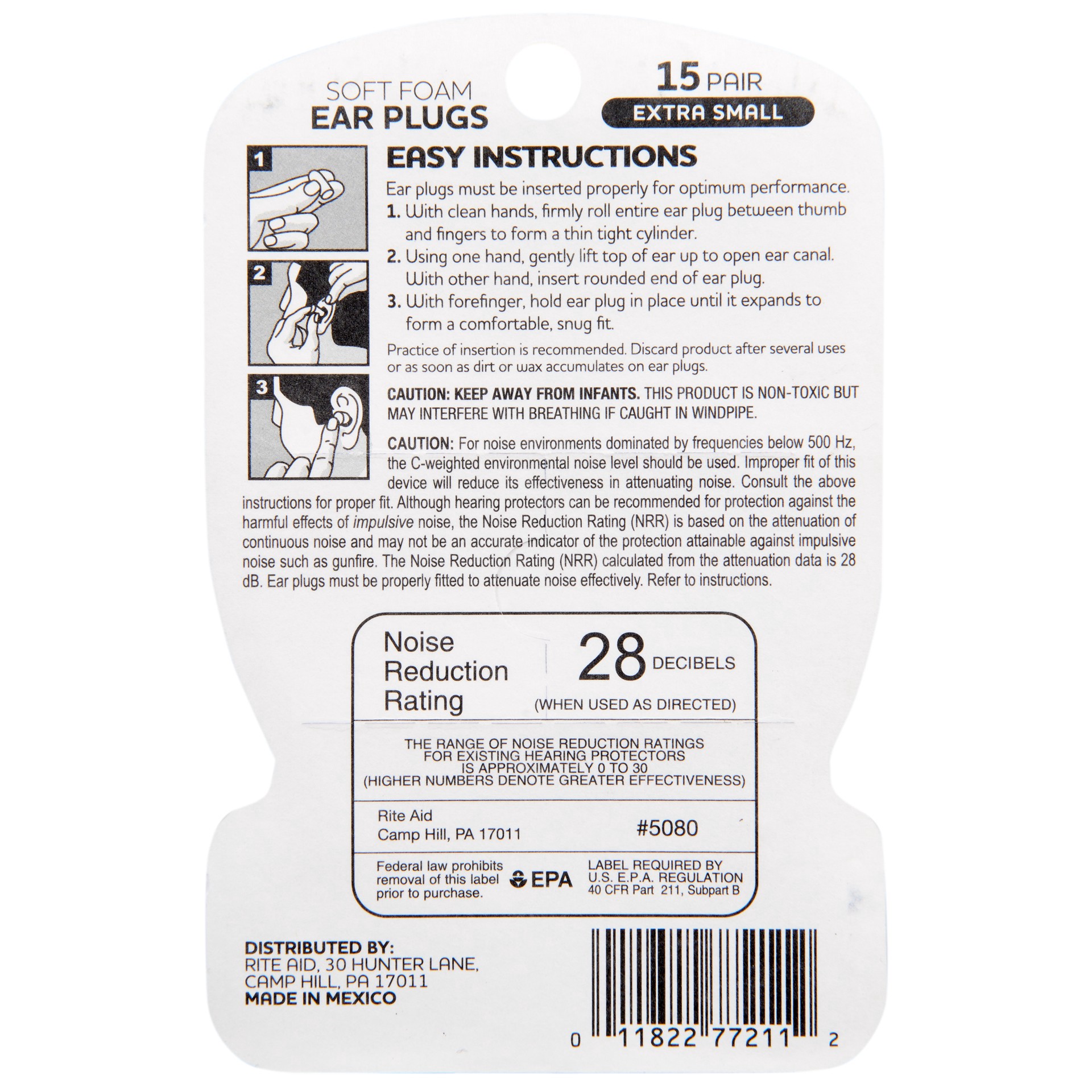 slide 2 of 2, Rite Aid Ra Ear Plugs Ex Small 15Pr, 1 ct