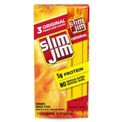 Slim Jim Smoked Original Snack Stick Snack Size 3 - 0.28 oz Sticks
