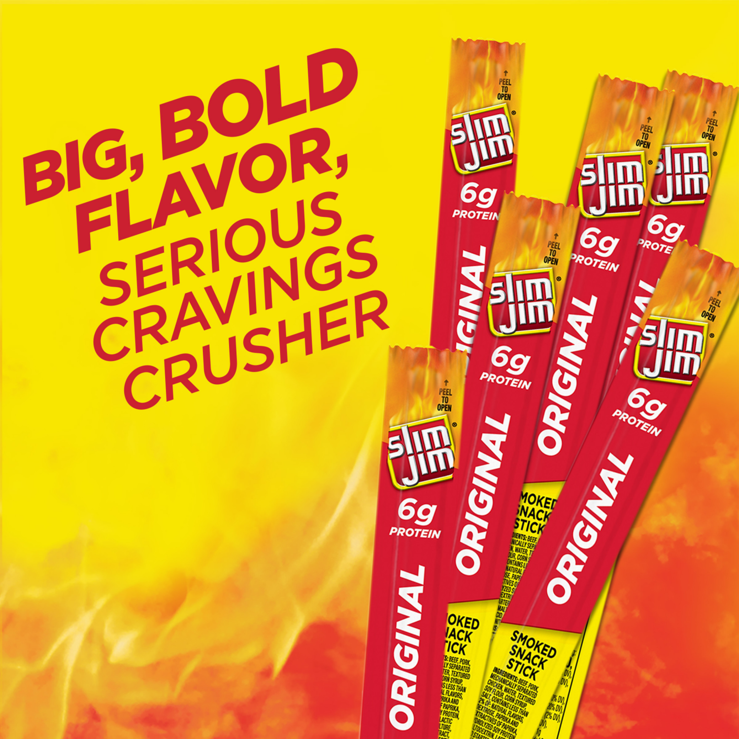 slide 4 of 5, Slim Jim Giant Sized Original Smoked Snack Stick, 6g Protein Per Serving, 0.97 oz., 0.97 oz