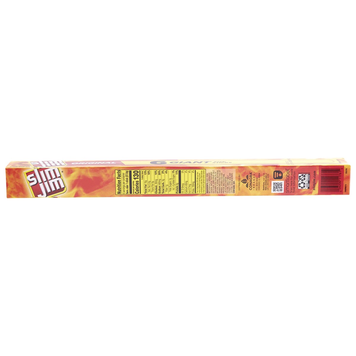 slide 2 of 2, Slim Jim Smoked Original Snack Stick Giant Size Stand 6 - 0.97 oz Sticks, 6 ct