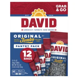 DAVID Jumbo Sunflower Seeds, Original Flavor, 1.625 oz. (Pack of 12)