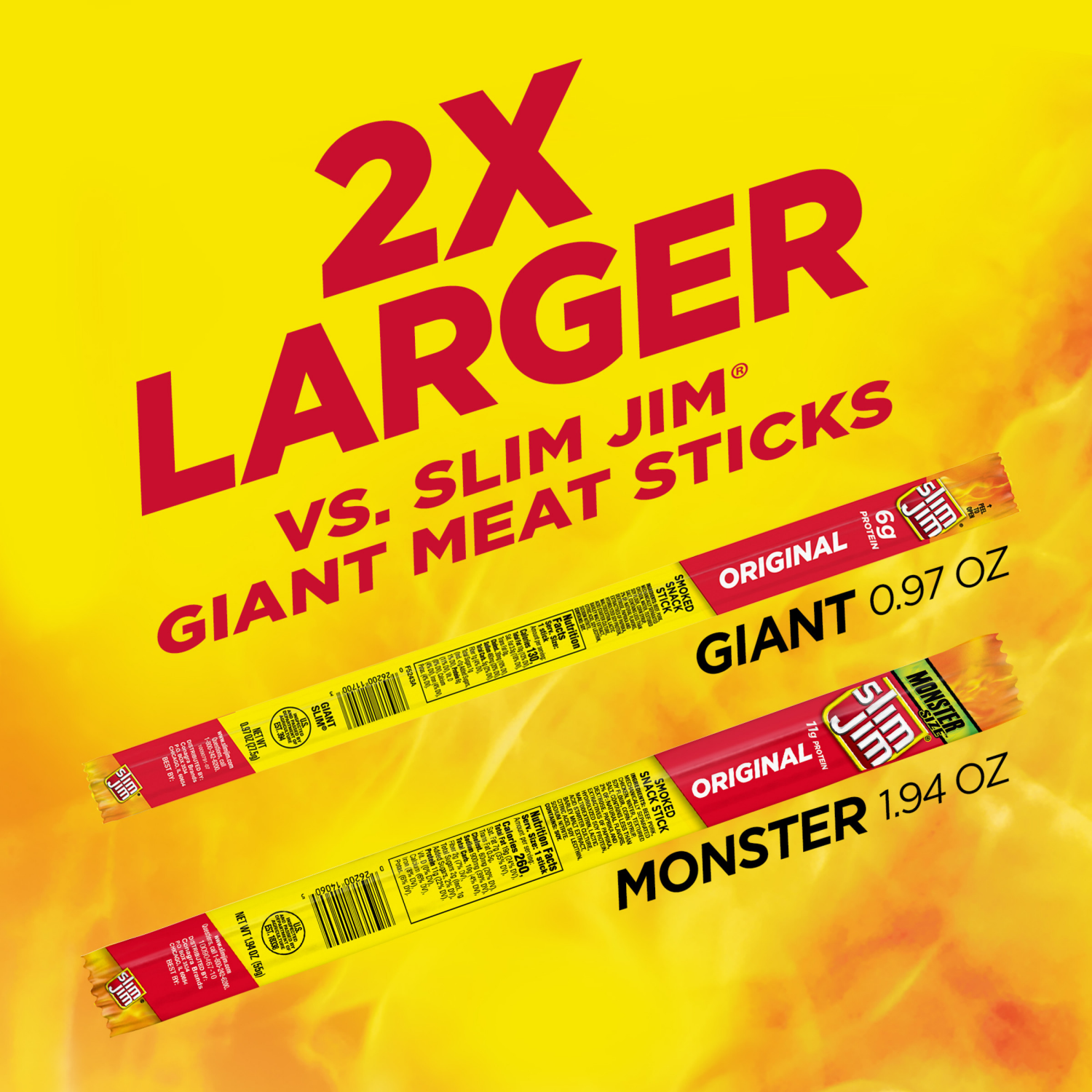 slide 5 of 6, Slim Jim Monster Size Original Meat Stick, 1.94 OZ Meat Snacks, 1.94 oz