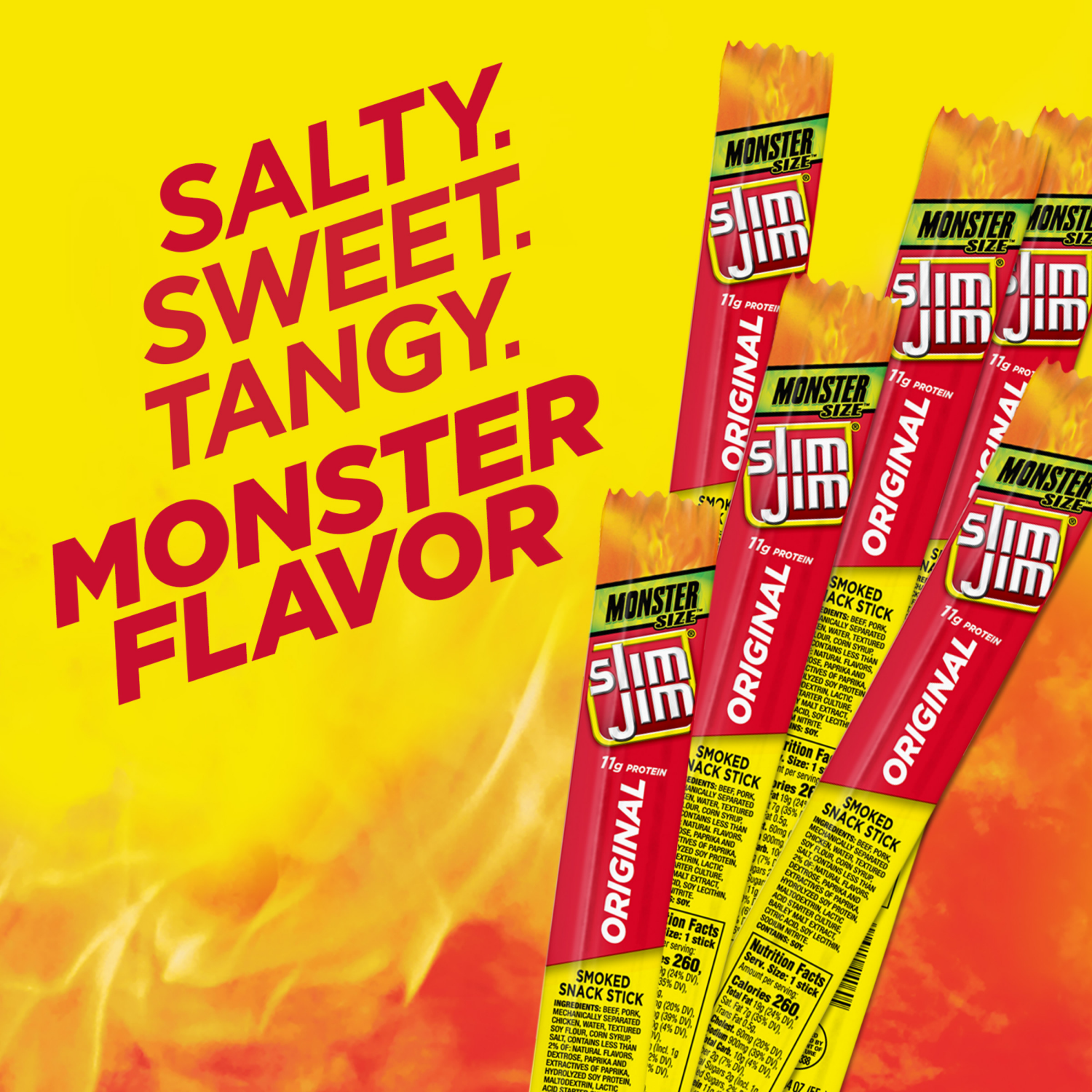 slide 6 of 6, Slim Jim Monster Size Original Meat Stick, 1.94 OZ Meat Snacks, 1.94 oz