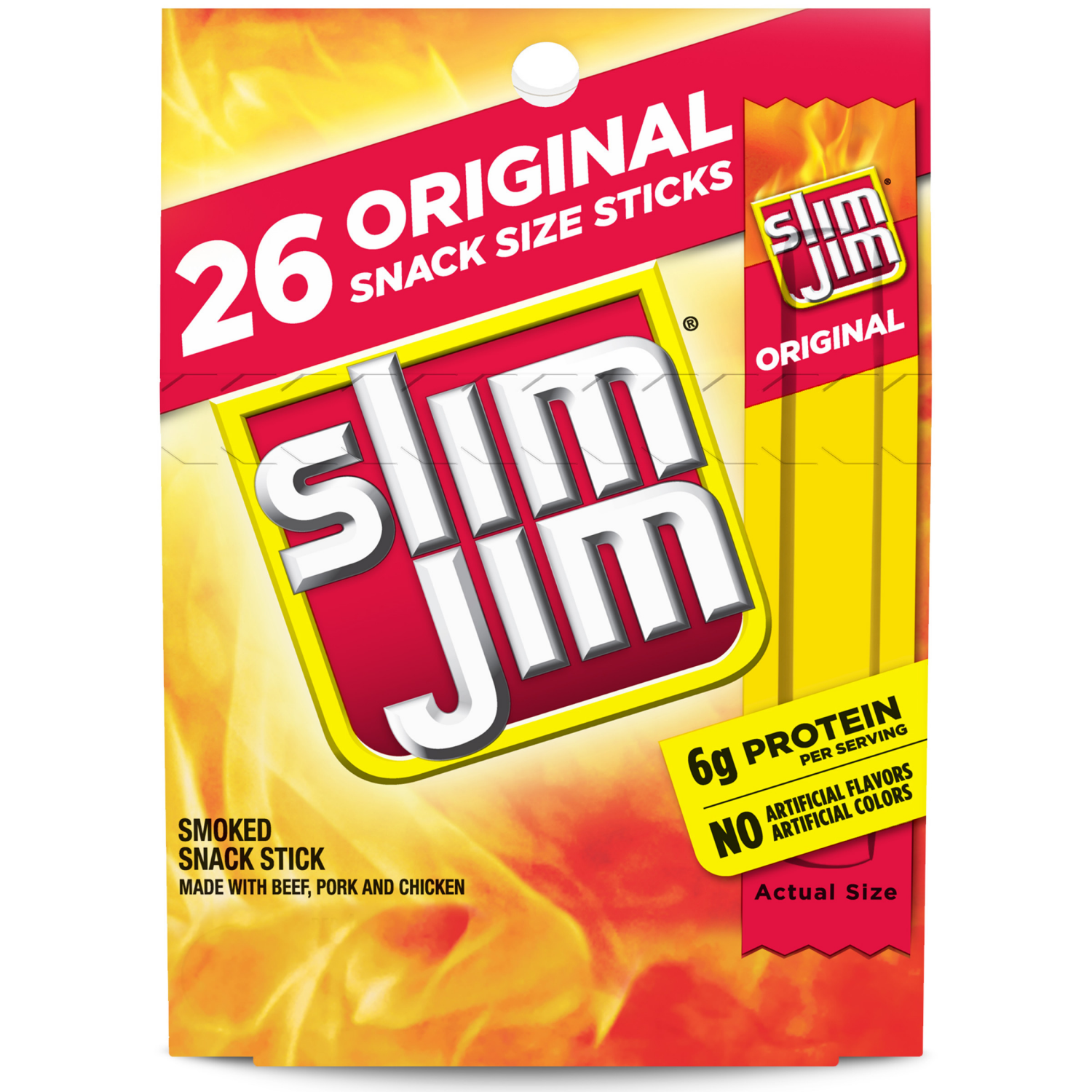 slide 1 of 6, Slim Jim Original Snack Stick 26 ea, 26 ct