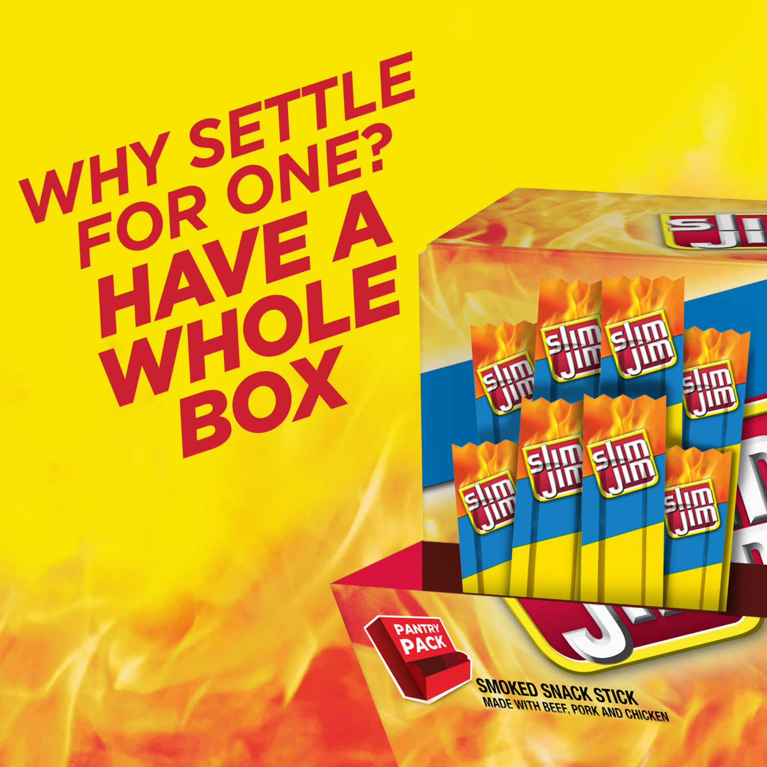 slide 6 of 6, Slim Jim Mild Flavor Snack-Sized Meat Stick Multipack, 6g Protein Per Serving, 0.28 oz. Meat Snacks, 46 Count Box, 46 ct